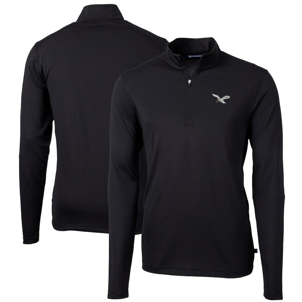 Philadelphia Eagles Cutter & Buck Virtue Eco Pique Recycled Quarter-Zip Pullover Black | NFL