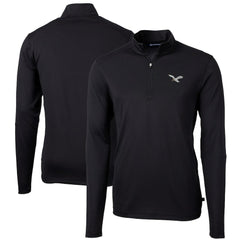 Philadelphia Eagles Cutter & Buck Virtue Eco Pique Recycled Quarter-Zip Pullover Black | NFL