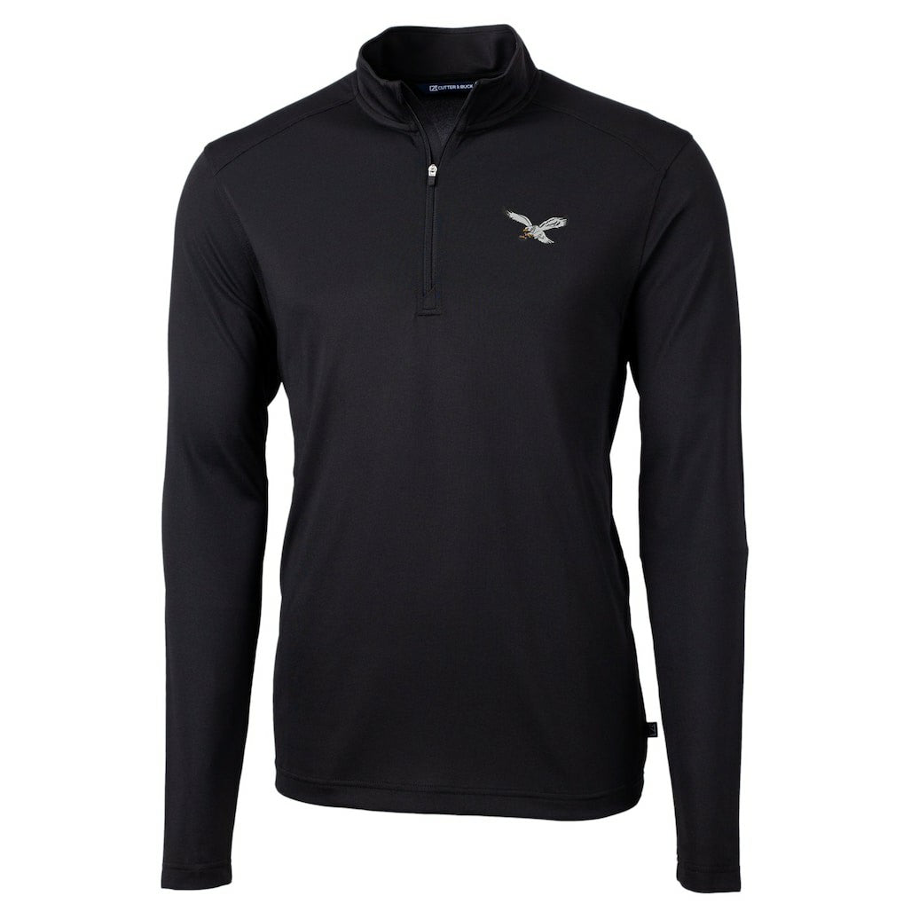 Philadelphia Eagles Cutter & Buck Virtue Eco Pique Recycled Quarter-Zip Pullover Black | NFL