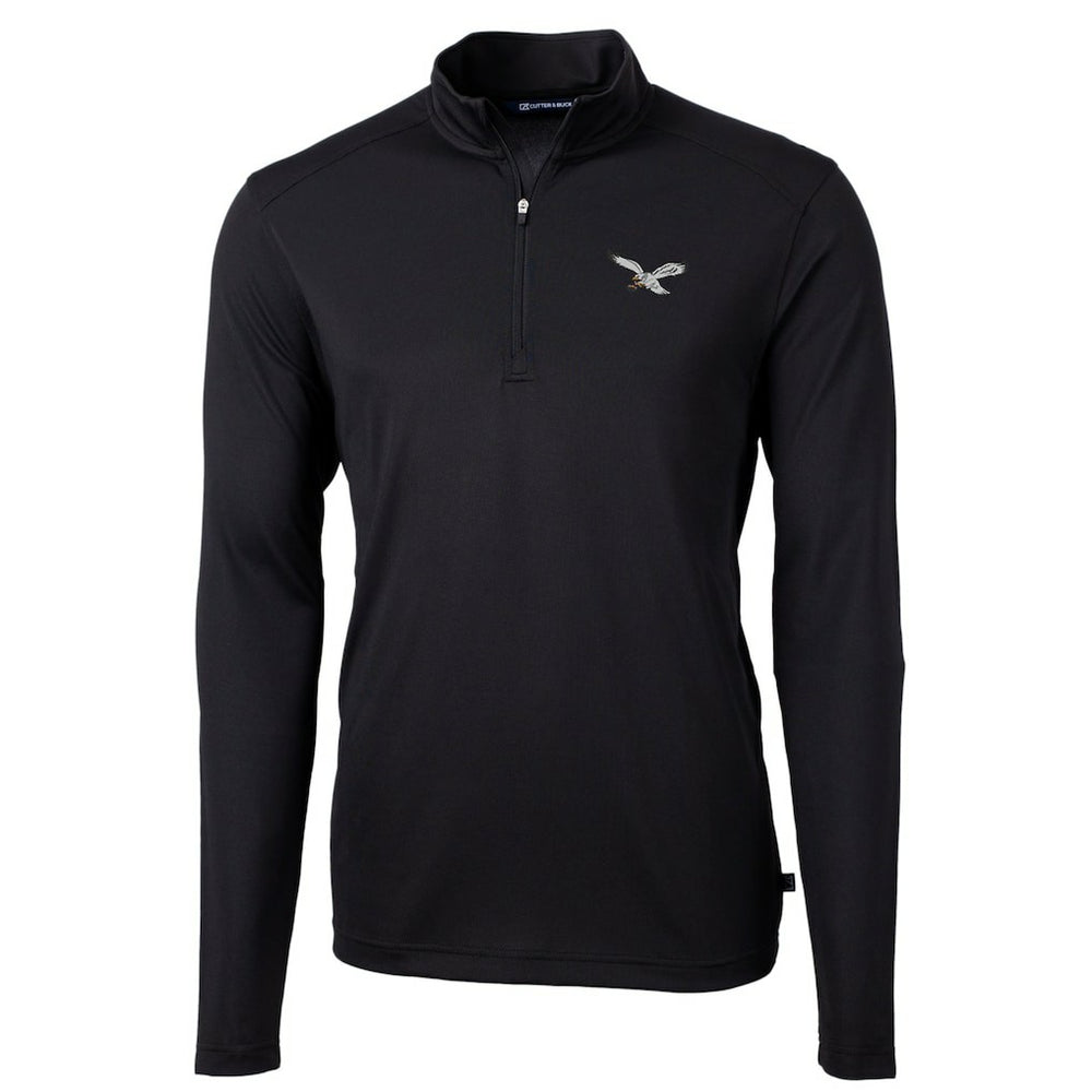 Philadelphia Eagles Cutter & Buck Virtue Eco Pique Recycled Quarter-Zip Pullover Black | NFL