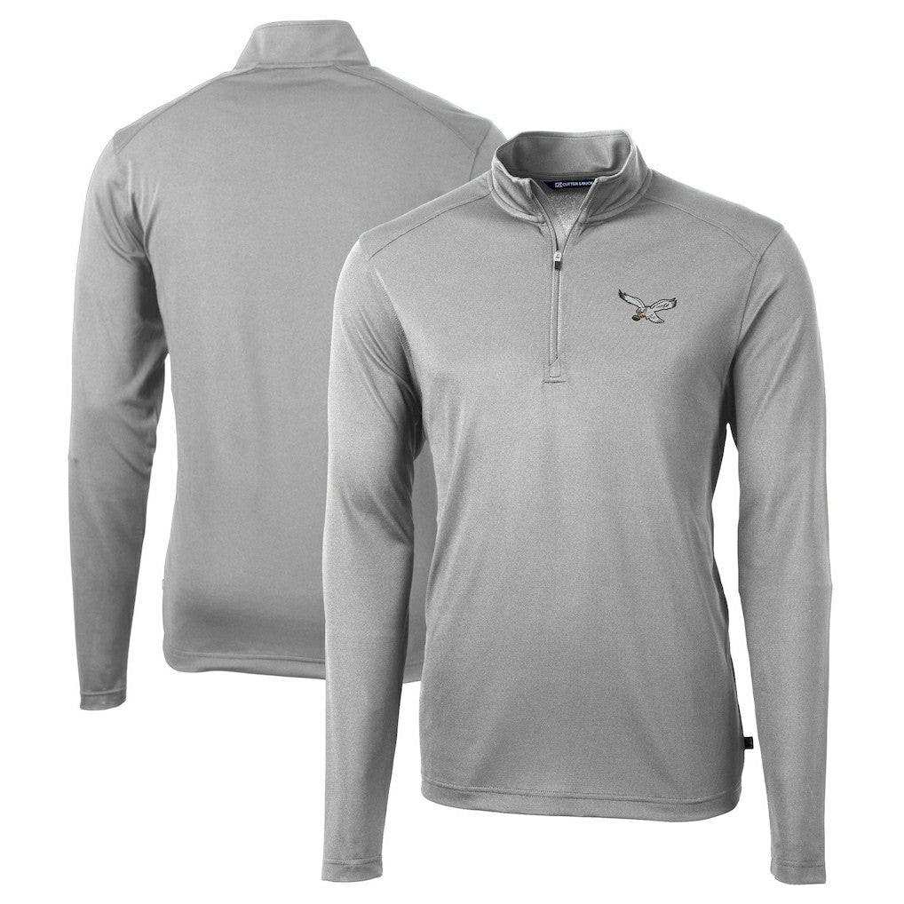 Philadelphia Eagles Cutter & Buck Virtue Eco Pique Recycled Quarter-Zip Pullover Silver | NFL