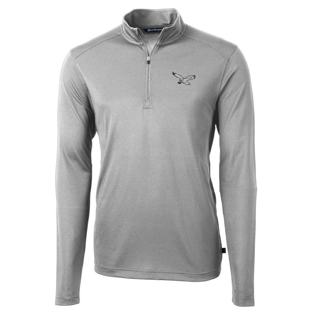 Philadelphia Eagles Cutter & Buck Virtue Eco Pique Recycled Quarter-Zip Pullover Silver | NFL