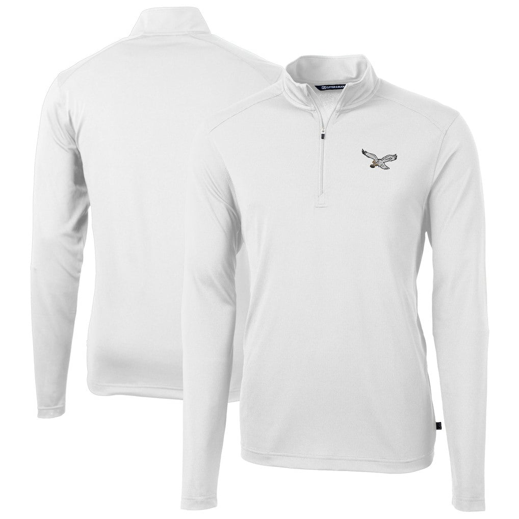 Philadelphia Eagles Cutter & Buck Virtue Eco Pique Recycled Quarter-Zip Pullover White | NFL