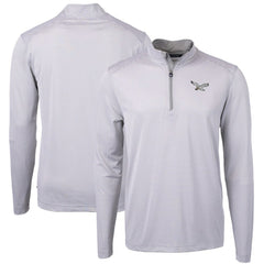 Philadelphia Eagles Cutter & Buck Virtue Eco Pique Micro Stripe Recycled Quarter-Zip Pullover Top White | NFL