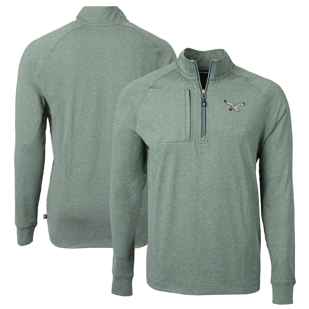Philadelphia Eagles Cutter & Buck Adapt Eco Knit Heathered Recycled Quarter-Zip Pullover Heather Green | NFL