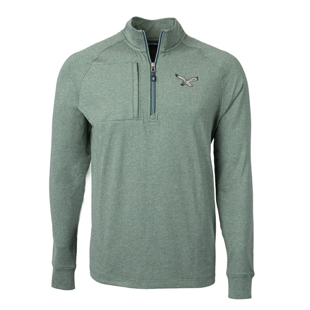 Philadelphia Eagles Cutter & Buck Adapt Eco Knit Heathered Recycled Quarter-Zip Pullover Heather Green | NFL