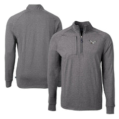 Philadelphia Eagles Cutter & Buck Adapt Eco Knit Heathered Recycled Quarter-Zip Pullover Heather Black | NFL