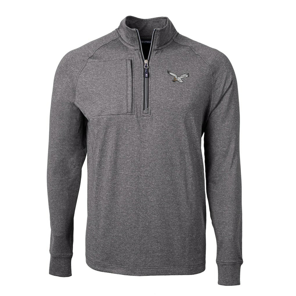 Philadelphia Eagles Cutter & Buck Adapt Eco Knit Heathered Recycled Quarter-Zip Pullover Heather Black | NFL