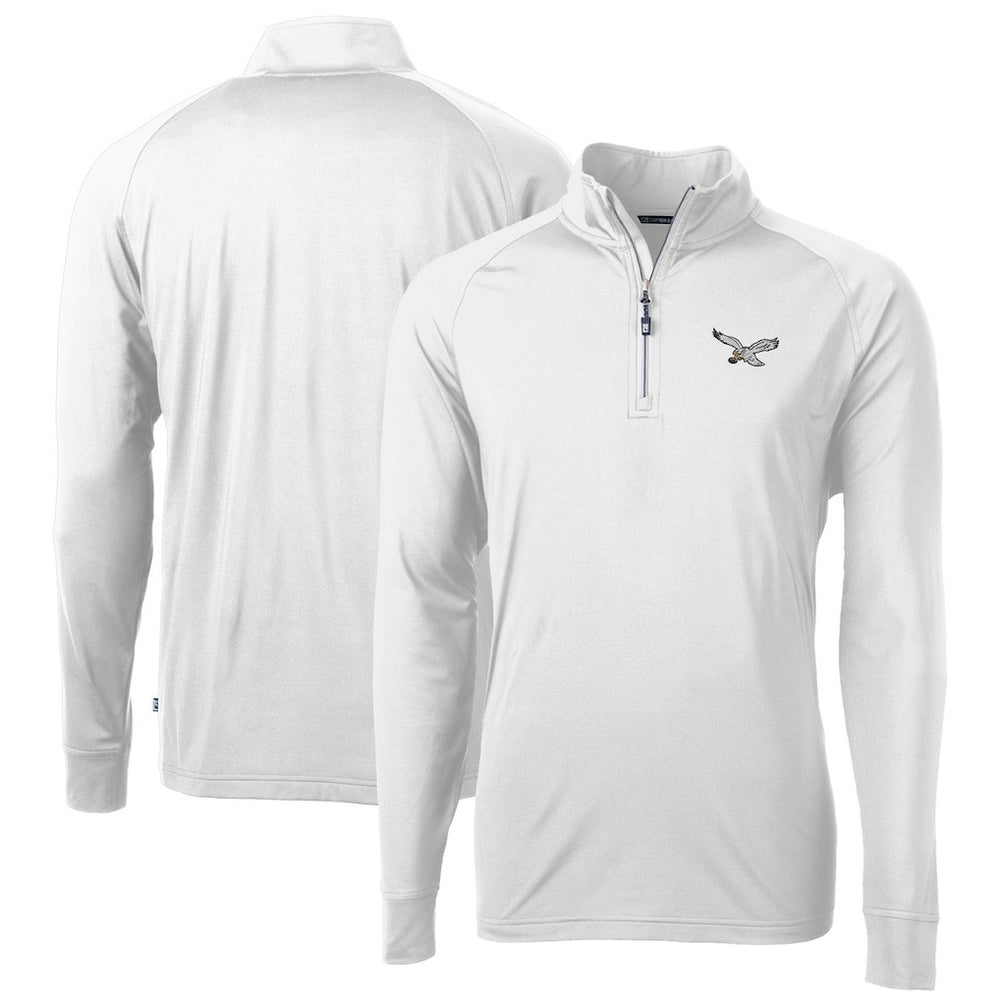Philadelphia Eagles Cutter & Buck Eco Knit Stretch Recycled Quarter-Zip Pullover White | NFL