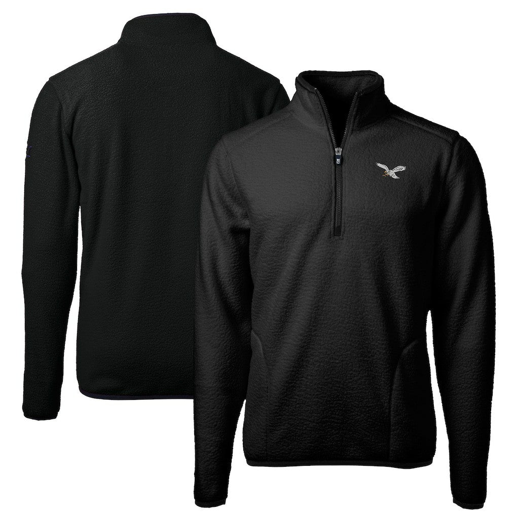 Philadelphia Eagles Cutter & Buck Cascade Eco Sherpa Fleece Quarter-Zip Pullover Jacket Black | NFL