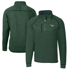 Philadelphia Eagles Cutter & Buck Mainsail Sweater-Knit Half-Zip Pullover Jacket Heather Green | NFL