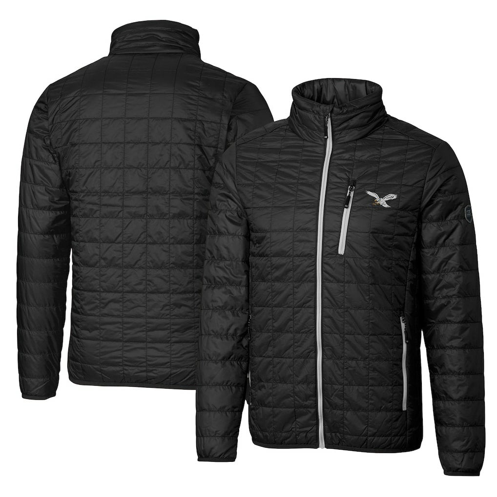 Philadelphia Eagles Cutter & Buck Rainier PrimaLoft Eco Insulated Full-Zip Puffer Jacket Black | NFL