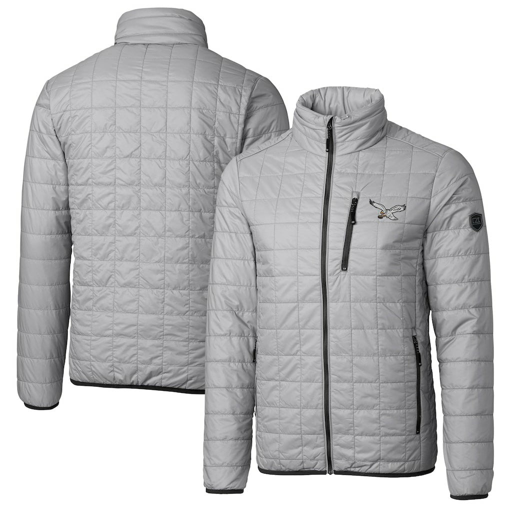 Philadelphia Eagles Cutter & Buck Rainier PrimaLoft Eco Insulated Full-Zip Puffer Jacket Silver | NFL