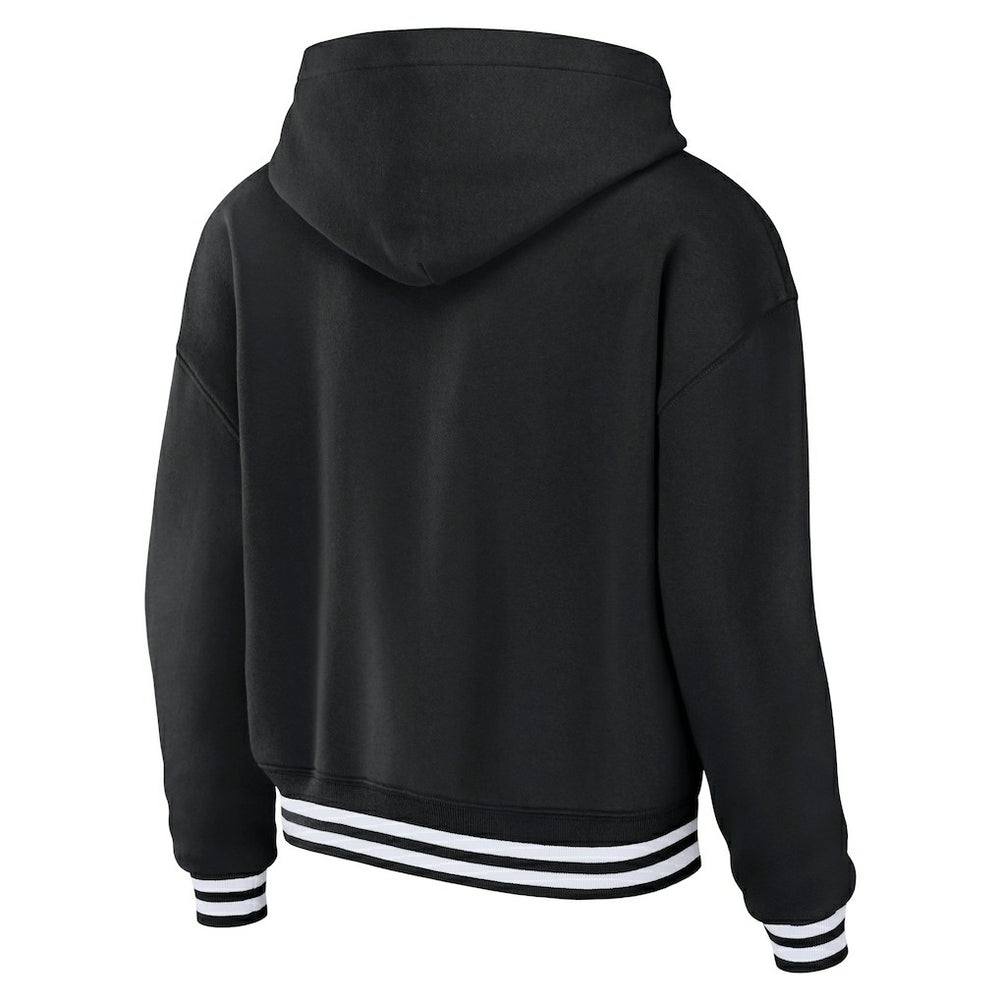 Las Vegas Raiders WEAR by Erin Andrews Women's Lace-Up Pullover Hoodie Black | NFL