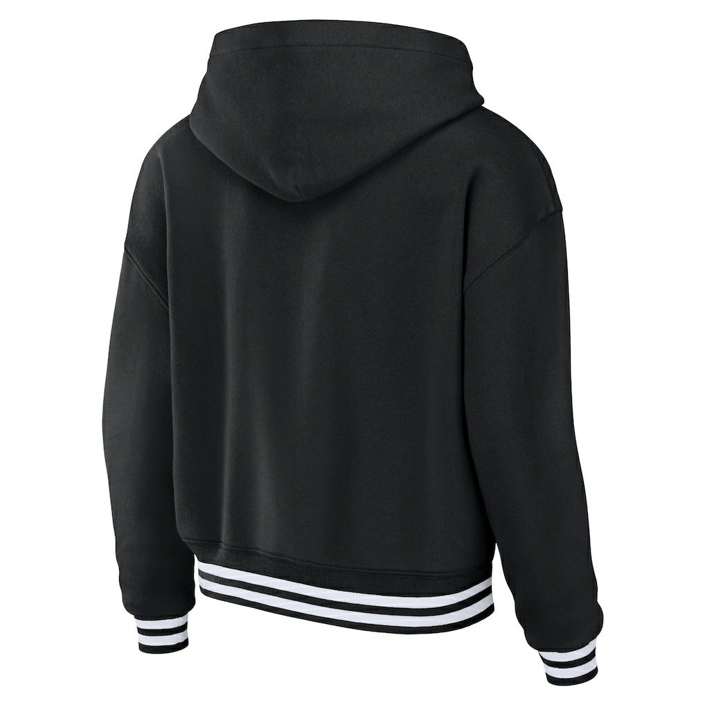 Miami Dolphins WEAR by Erin Andrews Women's Lace-Up Pullover Hoodie Black | NFL