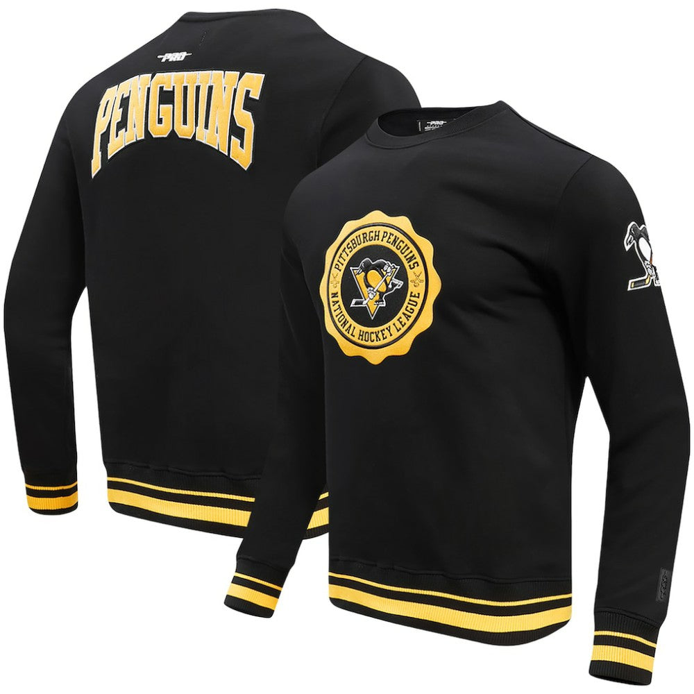Pittsburgh Penguins Pro Standard Crest Emblem Pullover Sweatshirt - Black - NHL