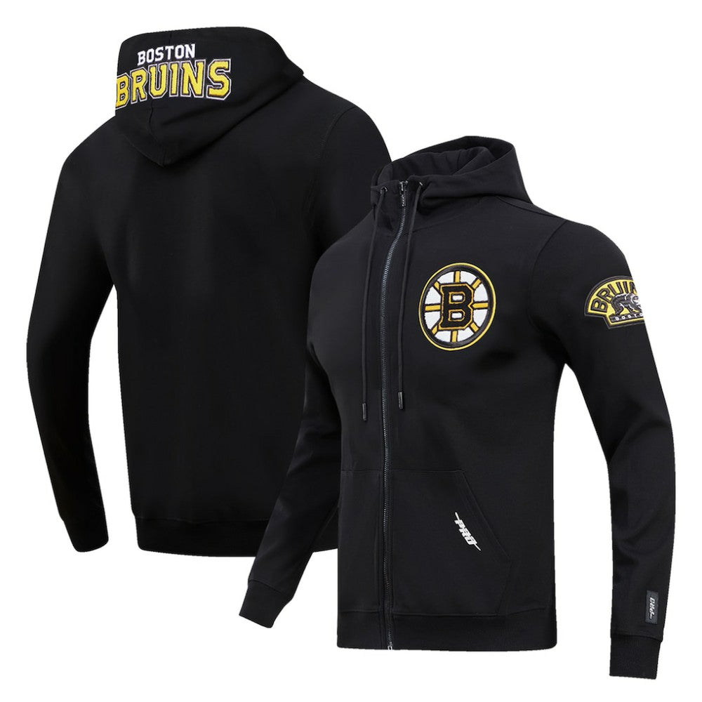 Boston Bruins Pro Standard Classic Chenille Full-Zip Hoodie Jacket - Black - NHL