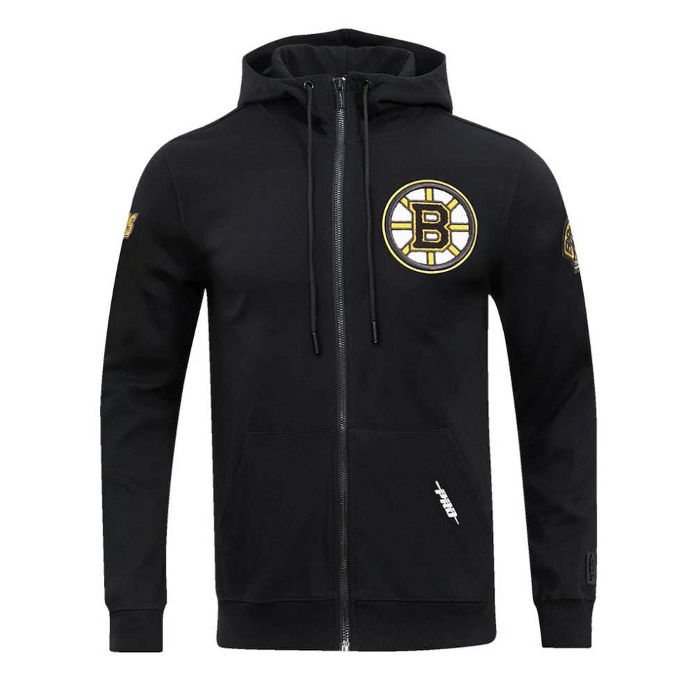 Boston Bruins Pro Standard Classic Chenille Full-Zip Hoodie Jacket - Black - NHL