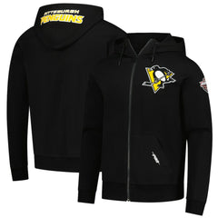 Pittsburgh Penguins Pro Standard Classic Chenille Full-Zip Hoodie Jacket - Black - NHL