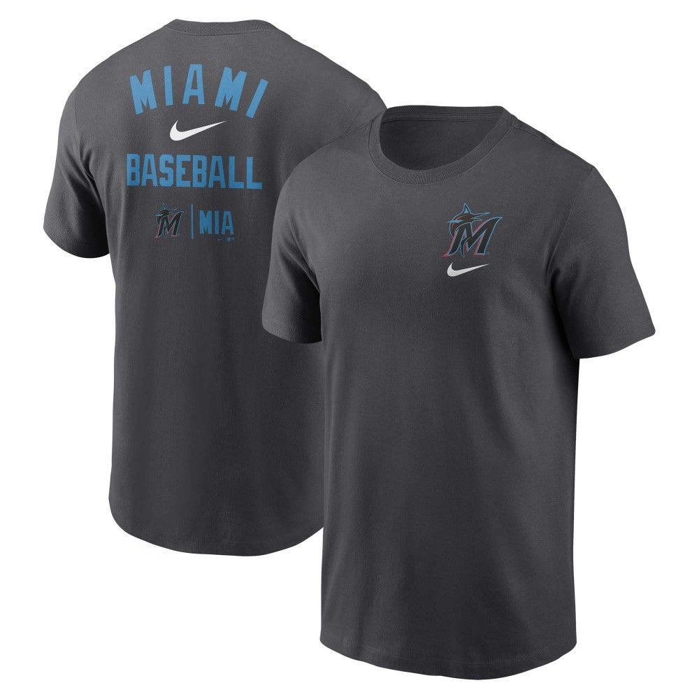 Miami Marlins Nike Logo Sketch Bar T-Shirt - MLB