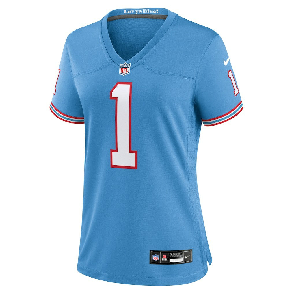 Warren Moon Tennessee Titans Women's Oilers Throwback Retired Player Game Jersey Light Blue | Nike for Sale