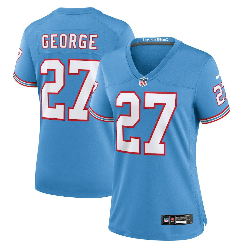 Eddie George Tennessee Titans Women's Oilers Throwback Retired Player Game Jersey Light Blue | Nike for Sale