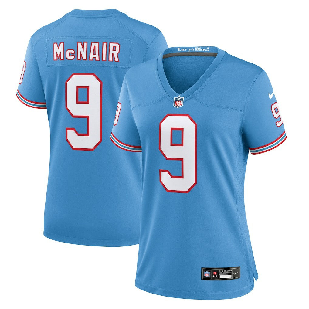 Steve McNair Tennessee Titans Women's Oilers Throwback Retired Player Game Jersey Light Blue | Nike for Sale