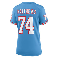 Bruce Matthews Tennessee Titans Women's Oilers Throwback Retired Player Game Jersey Light Blue | Nike for Sale
