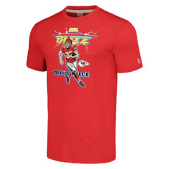Travis Kelce Kansas City Chiefs Homage Unisex NFL Blitz Player Tri-Blend T-Shirt Heathered Red | NFL