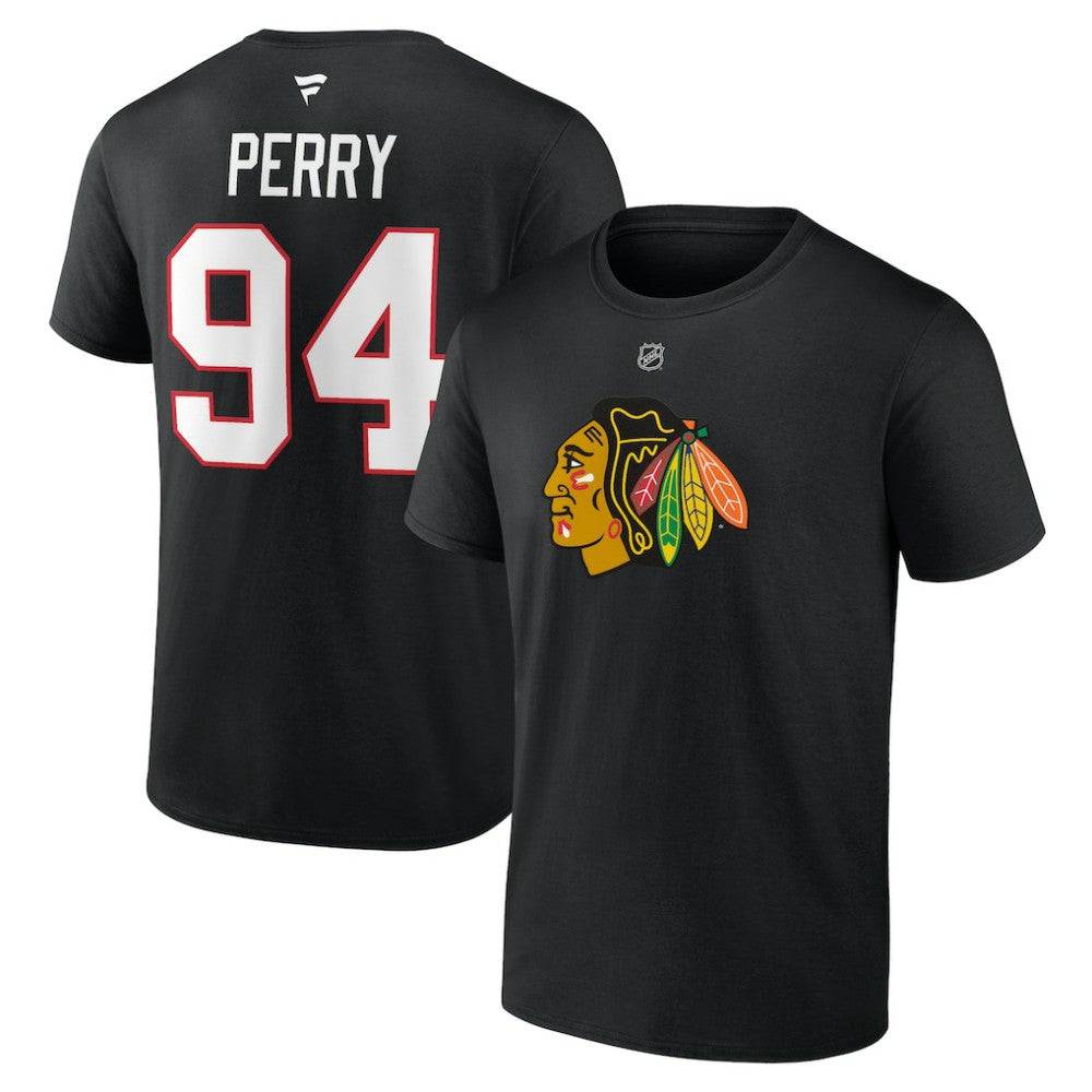 Corey Perry Chicago Blackhawks Fanatics Authentic Stack Name & Number T-Shirt - Black - NHL