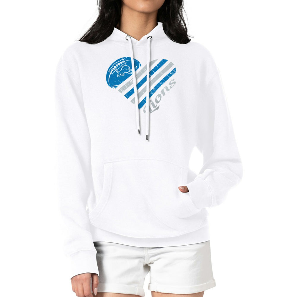 Detroit Lions G-III 4Her by Carl Banks Women's Heart Graphic Fleece Pullover Hoodie White | NFL
