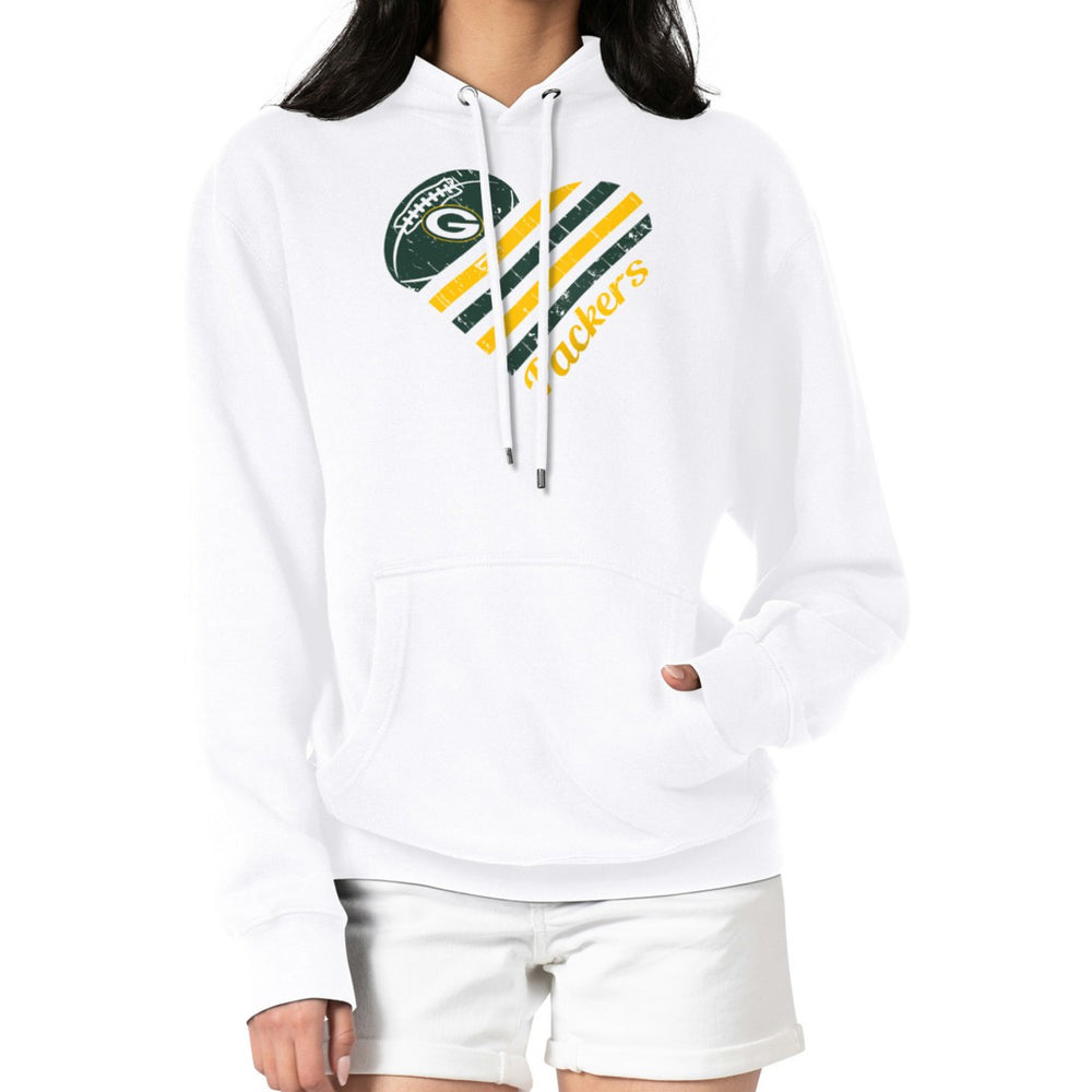 Green Bay Packers G-III 4Her by Carl Banks Women's Heart Graphic Fleece Pullover Hoodie White | NFL
