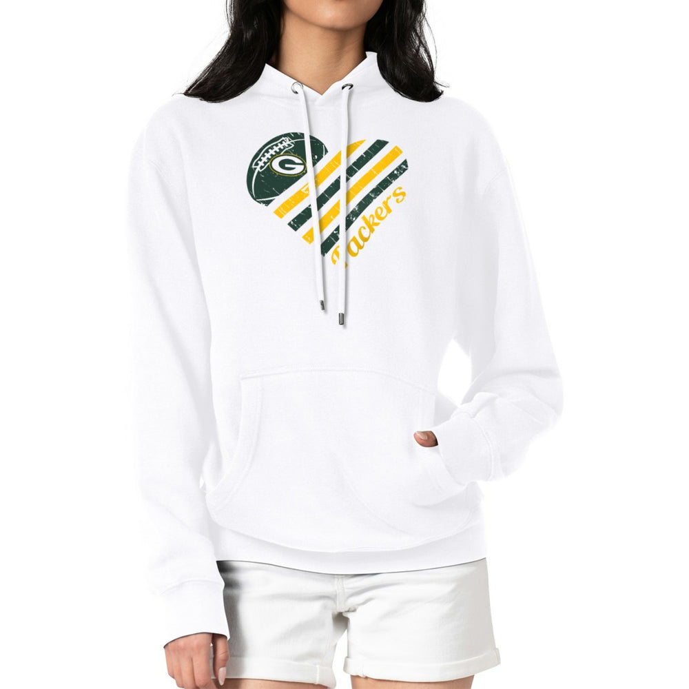 Green Bay Packers G-III 4Her by Carl Banks Women's Heart Graphic Fleece Pullover Hoodie White | NFL