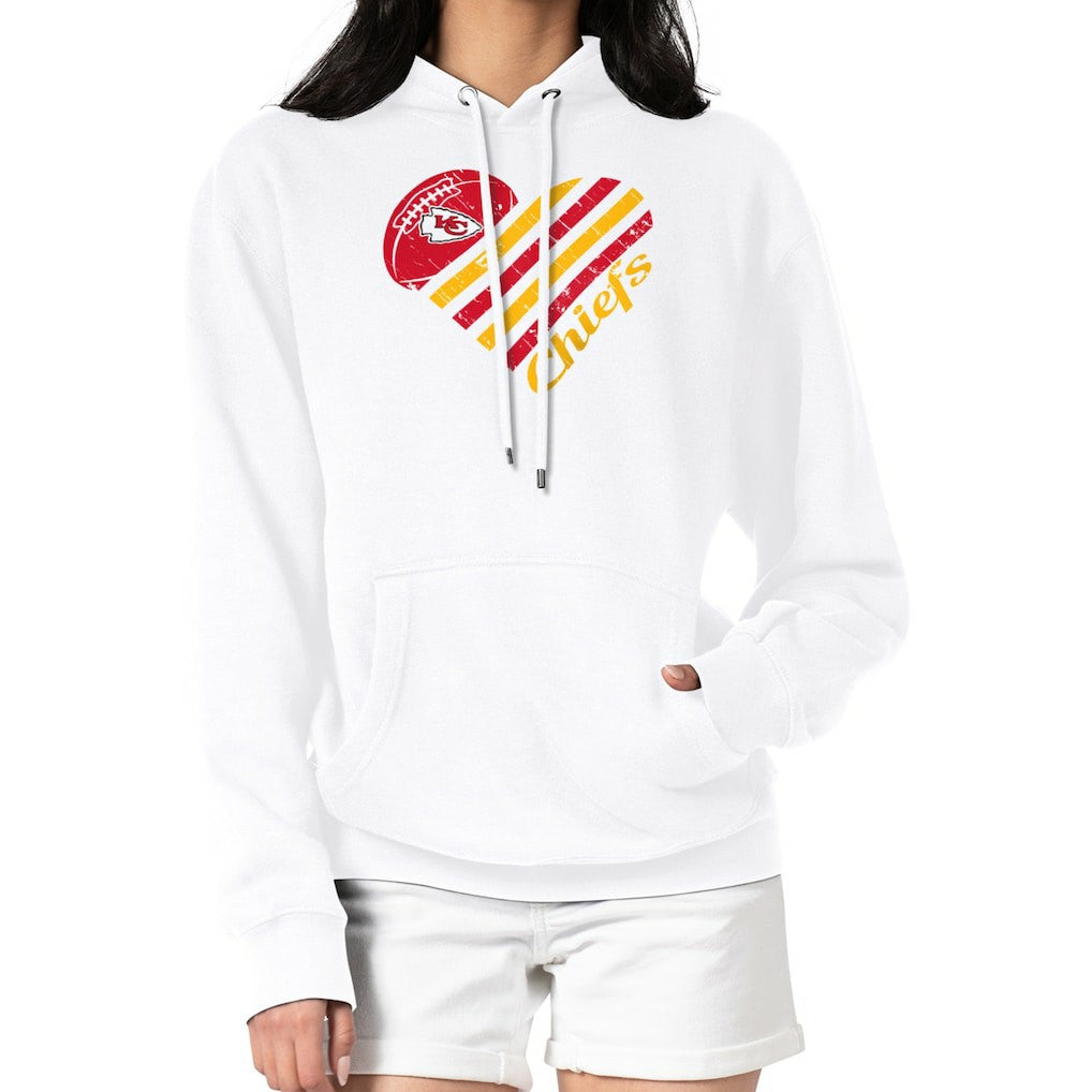 Kansas City Chiefs G-III 4Her by Carl Banks Women's Heart Graphic Fleece Pullover Hoodie White | NFL
