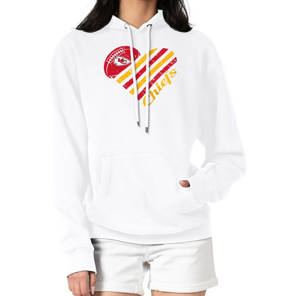 Kansas City Chiefs G-III 4Her by Carl Banks Women's Heart Graphic Fleece Pullover Hoodie White | NFL