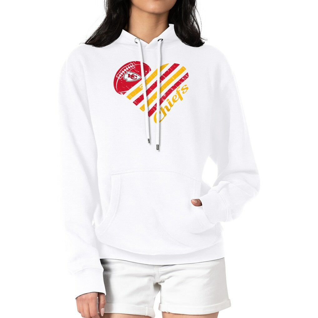 Kansas City Chiefs G-III 4Her by Carl Banks Women's Heart Graphic Fleece Pullover Hoodie White | NFL
