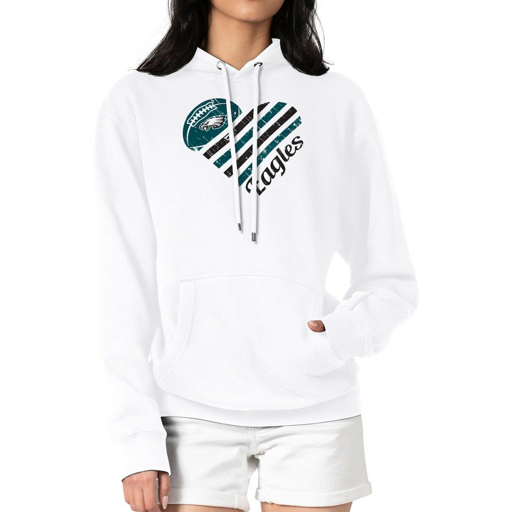 Philadelphia Eagles G-III 4Her by Carl Banks Women's Heart Graphic Fleece Pullover Hoodie White | NFL