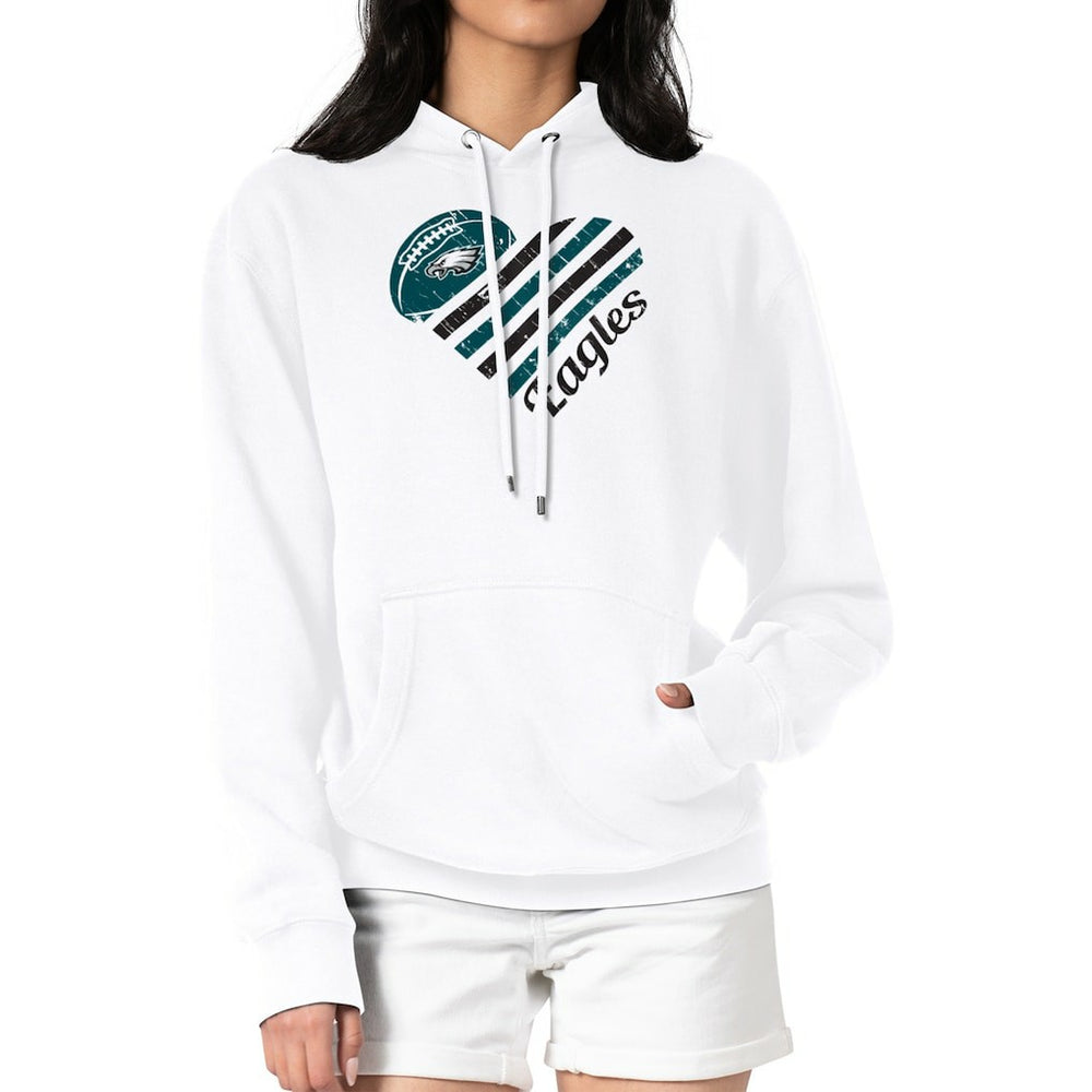Philadelphia Eagles G-III 4Her by Carl Banks Women's Heart Graphic Fleece Pullover Hoodie White | NFL