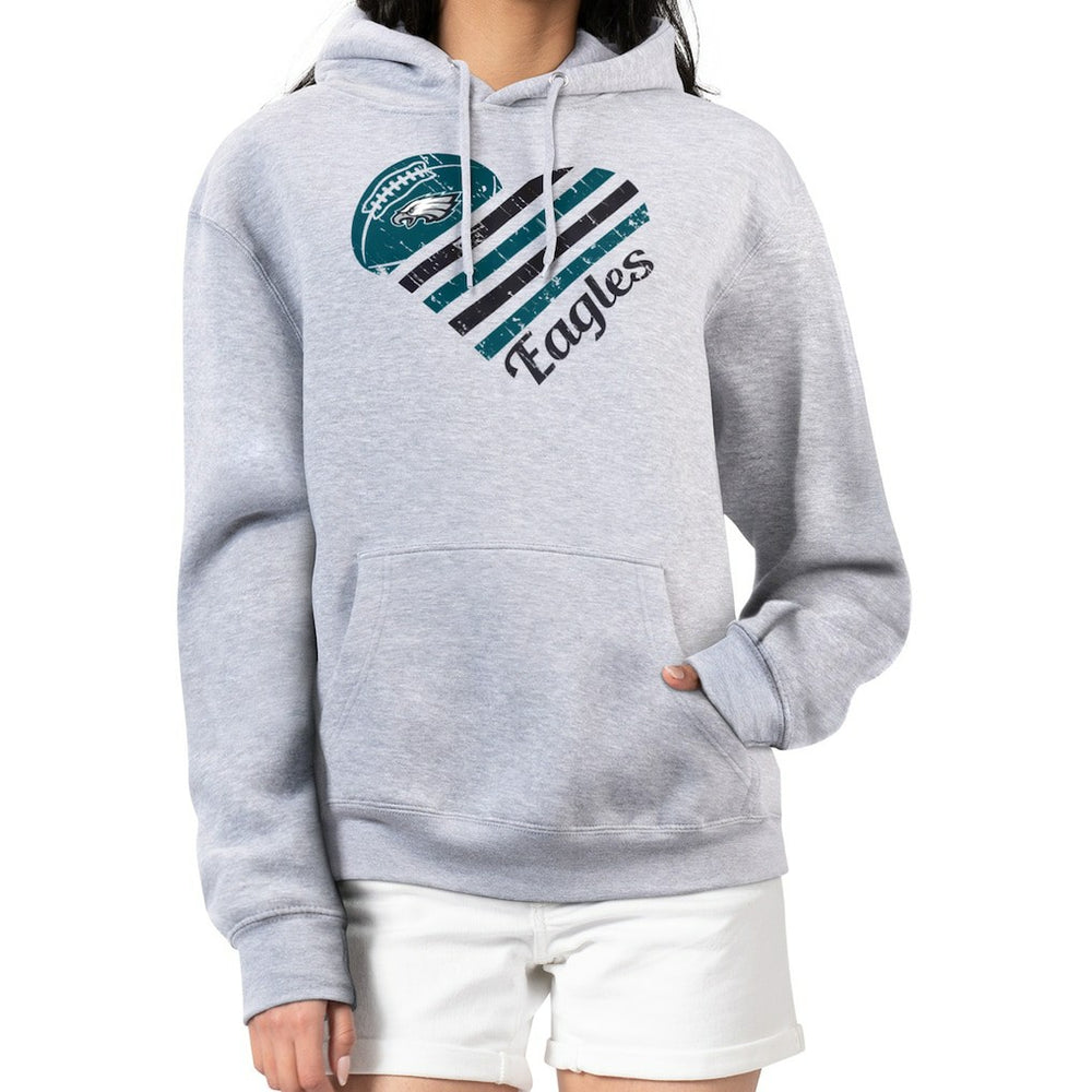 Philadelphia Eagles G-III 4Her by Carl Banks Women's Heart Graphic Fleece Pullover Hoodie Heather Gray | NFL