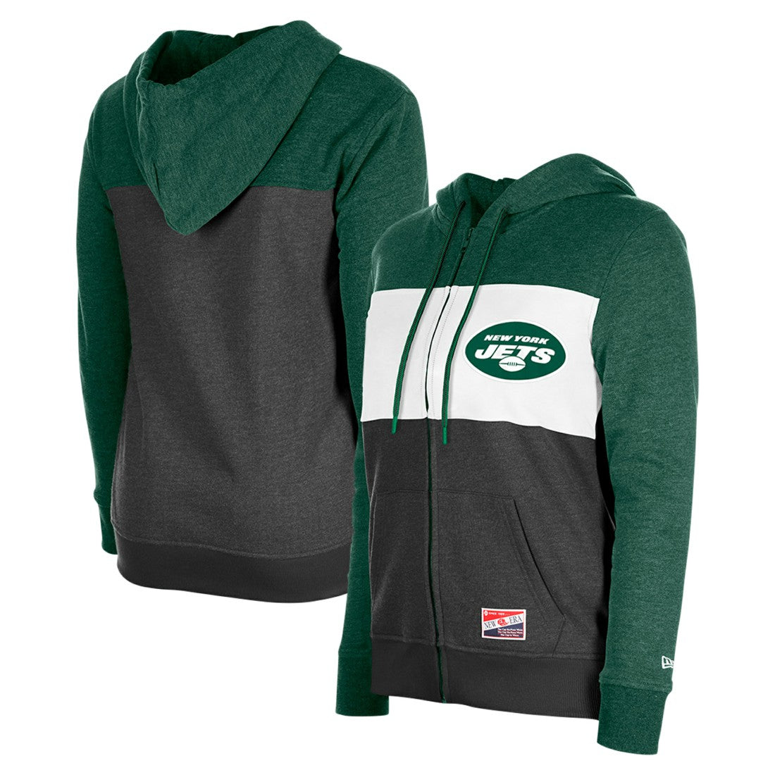 New York Jets New Era Women's Color-Block Full-Zip Hoodie Green | NFL
