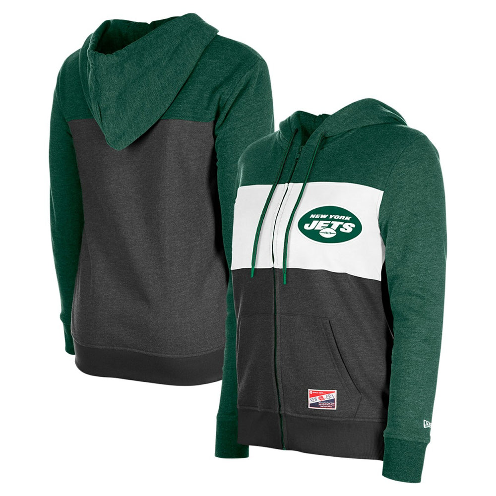New York Jets New Era Women's Color-Block Full-Zip Hoodie Green | NFL