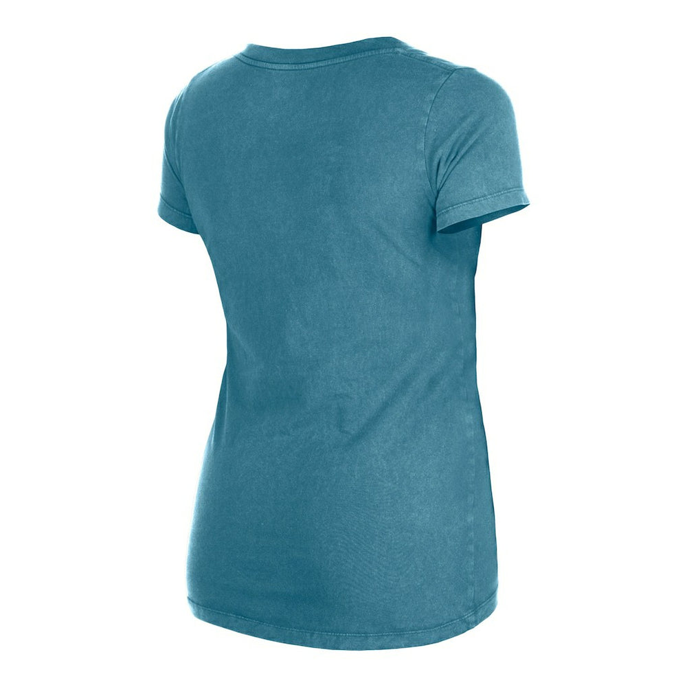 Miami Dolphins New Era Women's Enzyme Wash Low V-Neck T-Shirt Aqua | NFL