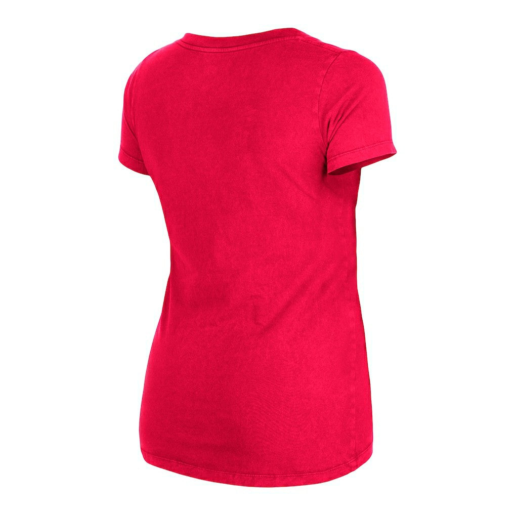 San Francisco 49ers New Era Women's Enzyme Wash Low V-Neck T-Shirt Scarlet | NFL
