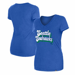 Seattle Seahawks New Era Women's Enzyme Wash Low V-Neck T-Shirt Royal | NFL