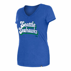 Seattle Seahawks New Era Women's Enzyme Wash Low V-Neck T-Shirt Royal | NFL