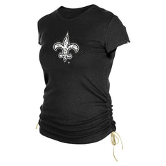 New Orleans Saints New Era Women's Ruched Side T-Shirt Black | NFL