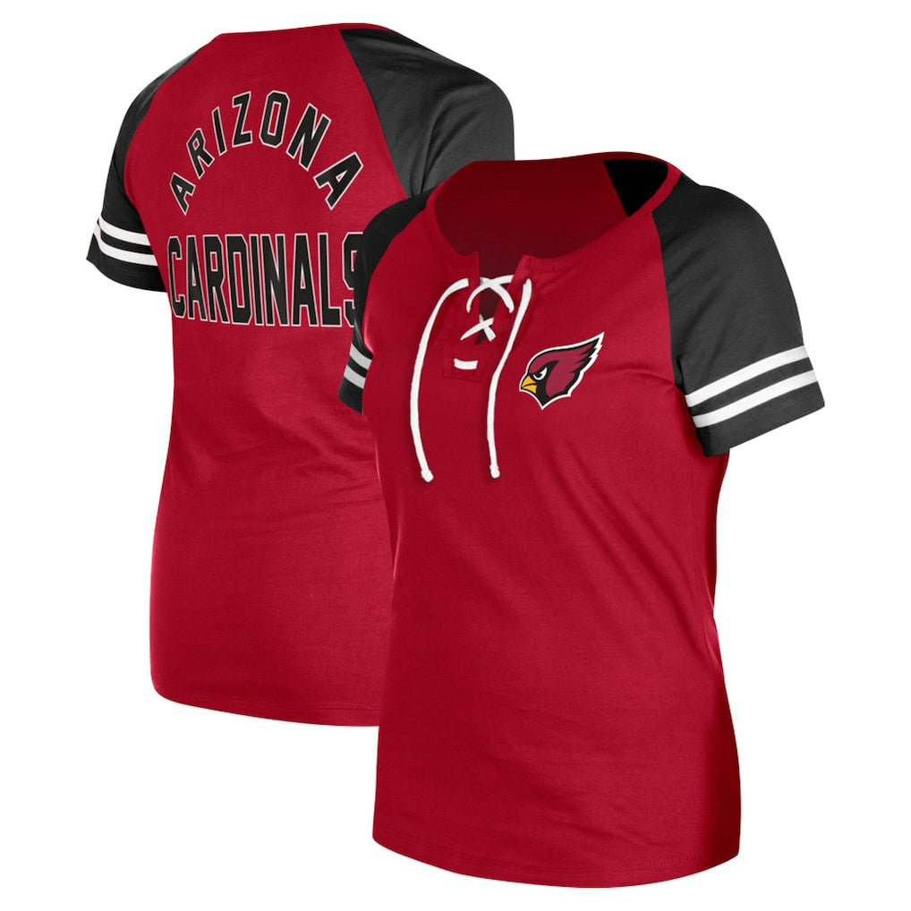 Arizona Cardinals New Era Women's Lace-Up Raglan T-Shirt Cardinal | NFL
