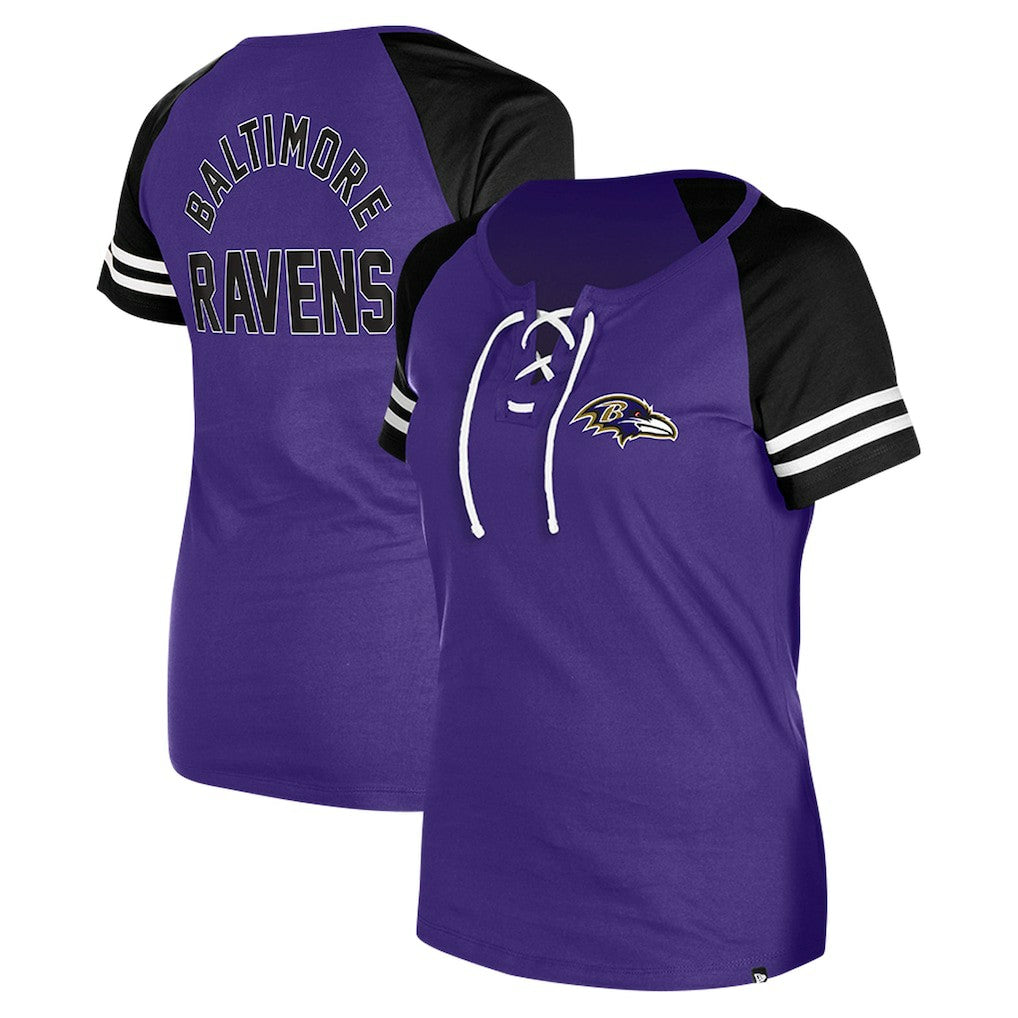 Baltimore Ravens New Era Women's Lace-Up Raglan T-Shirt Purple | NFL