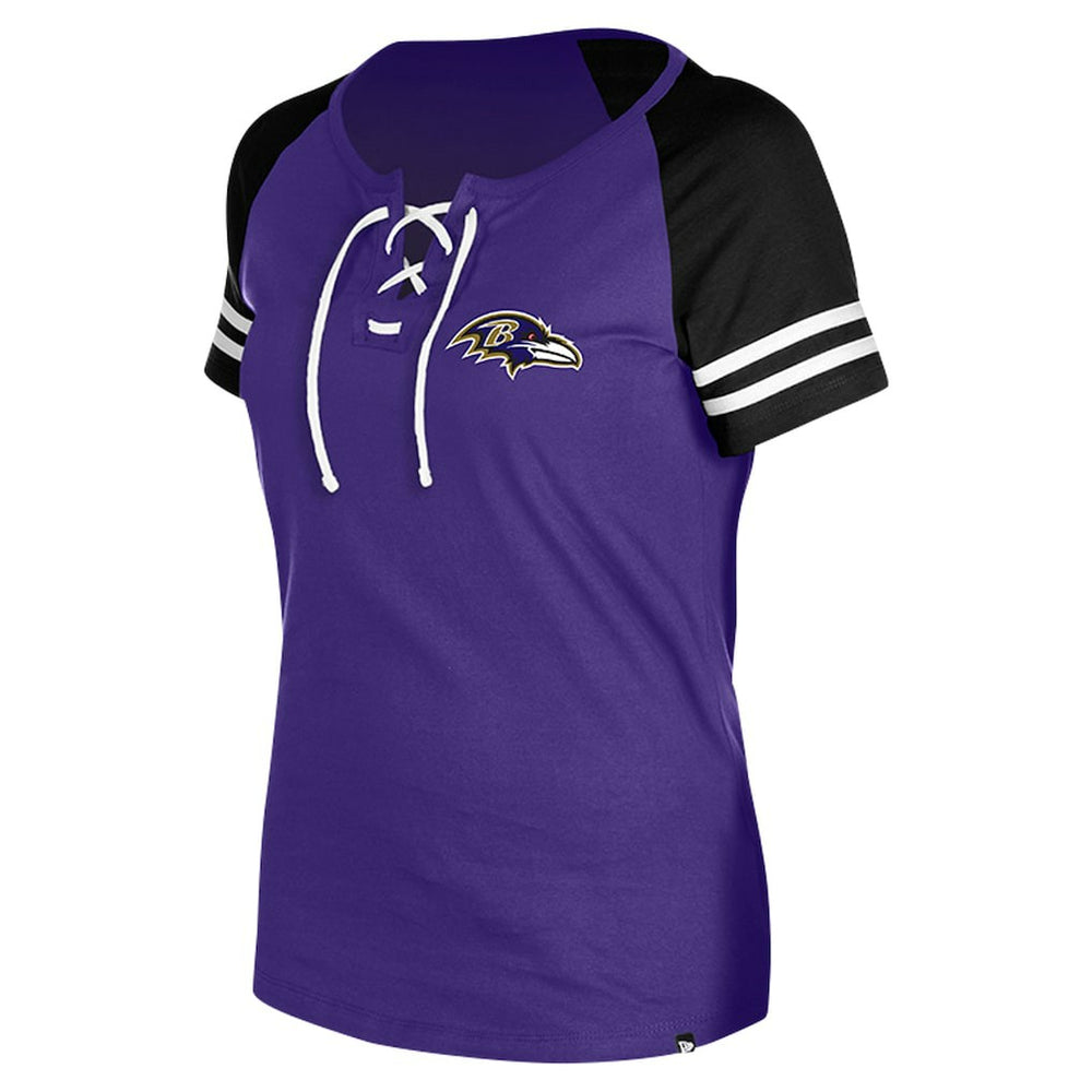 Baltimore Ravens New Era Women's Lace-Up Raglan T-Shirt Purple | NFL