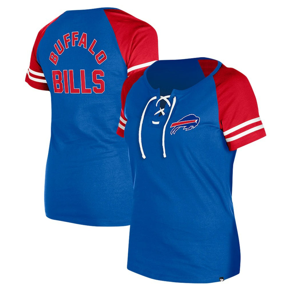 Buffalo Bills New Era Women's Lace-Up Raglan T-Shirt Royal | NFL